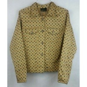 Daniel K Woman's (L)  Gold Jacket with Blue/Red/Yellow Dots-Trucker Jacket Style